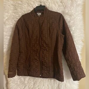 Walt Disney World Women’s Mickey Mouse Quilted Brown Full Zip Jacket. Size Large